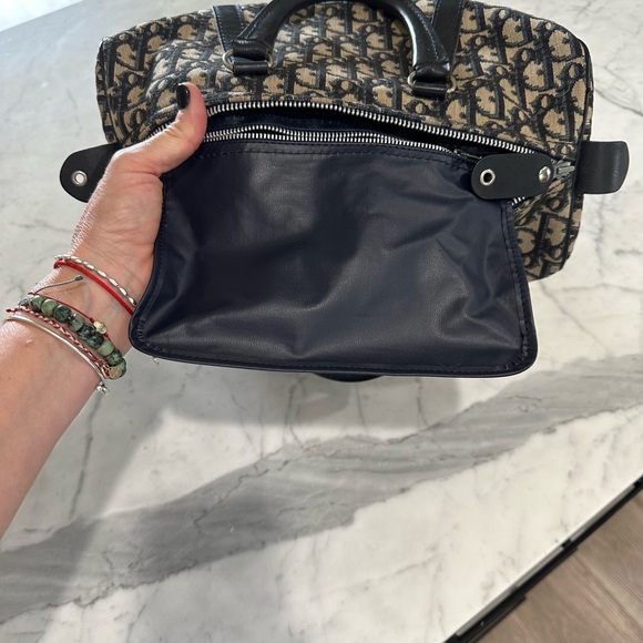 Authentic Christian Dior Boston Bag Trotter Monogram Canvas Blue Leather. EUC - Picture 11 of 17